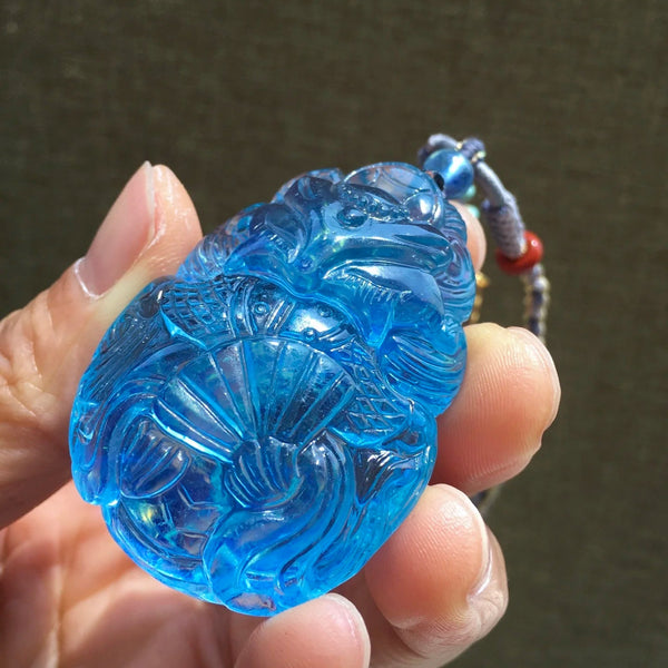 Blue Aquamarine Fox Pendant-ToShay.org