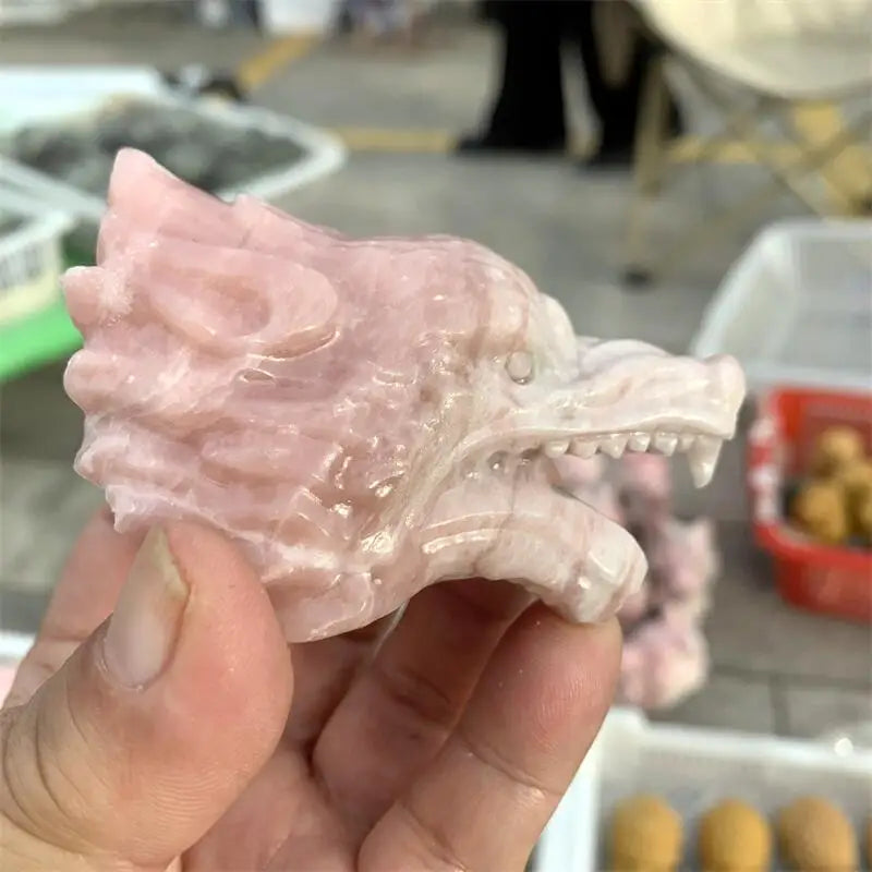 Pink Opal Wolf Head-ToShay.org