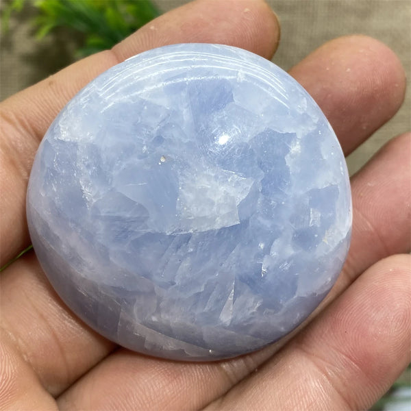 Blue Celestine Palm Stone-ToShay.org