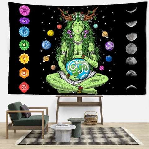 Chakra Green Girl Tapestry-ToShay.org