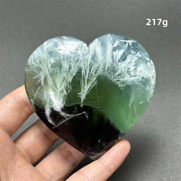 Green Feather Fluorite Heart-ToShay.org