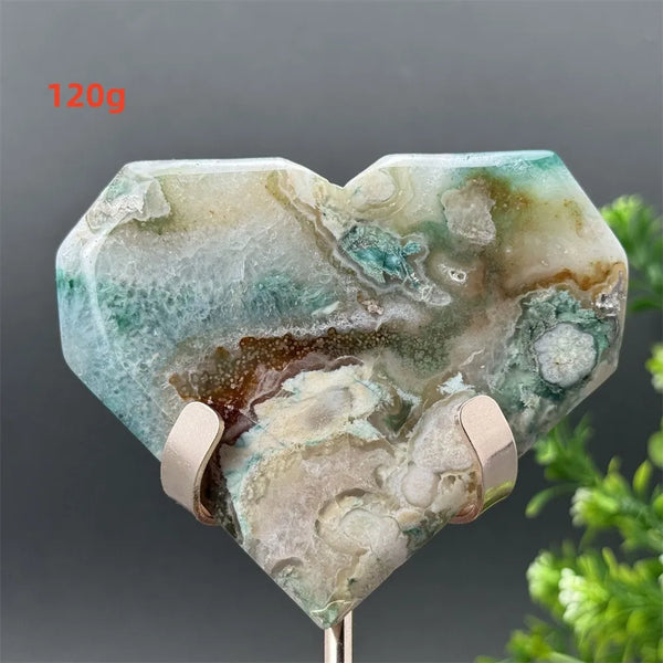 Green Cherry Blossom Agate Heart-ToShay.org
