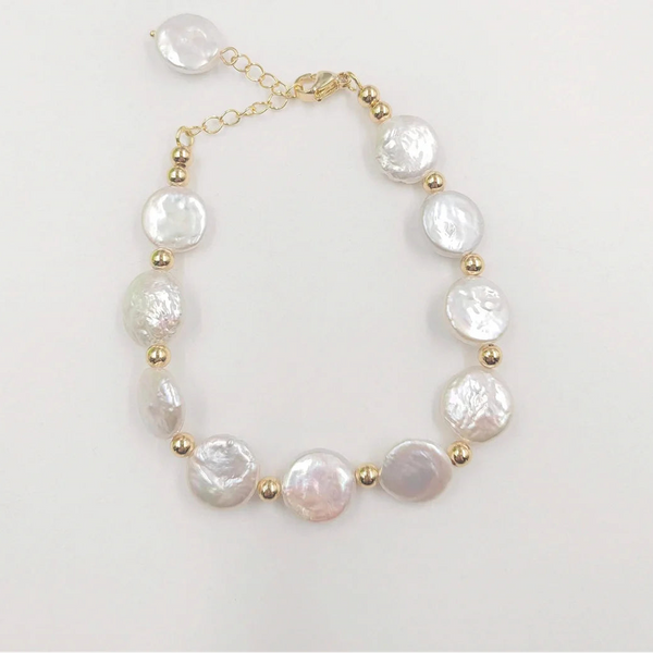 White Pearl Chain Bracelet-ToShay.org