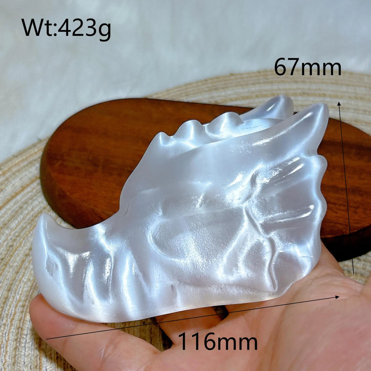 White Selenite Dragon Head-ToShay.org
