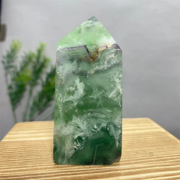 Green Feather Fluorite Wand-ToShay.org
