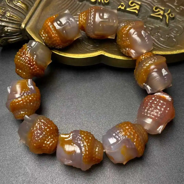 Orange Buddha Head Bracelets-ToShay.org