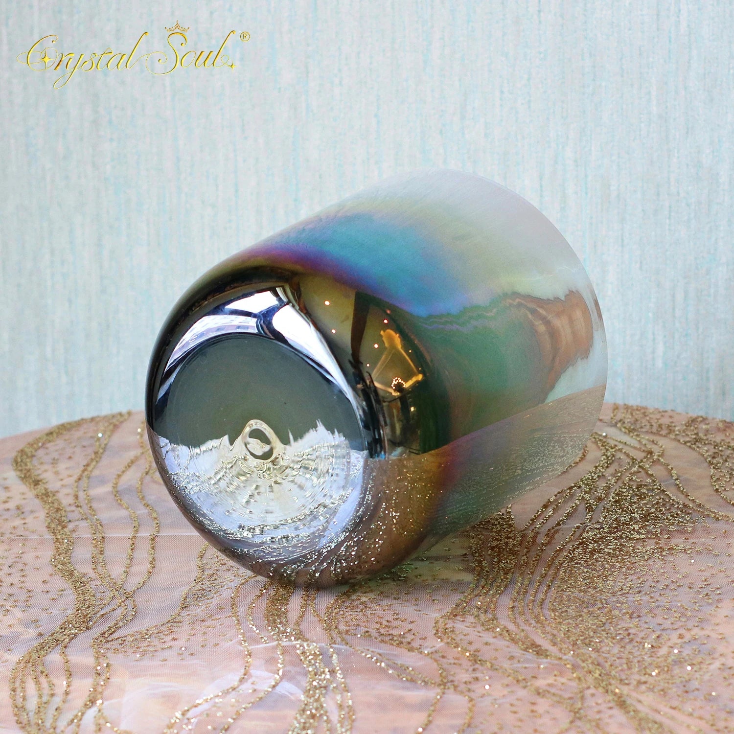 Blue Green Crystal Singing Bowl-ToShay.org