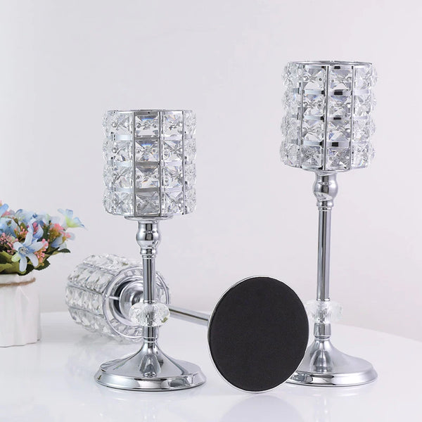 Silver Crystal Candle Holders-ToShay.org