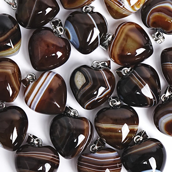 Brown Stripe Agate Hearts-ToShay.org