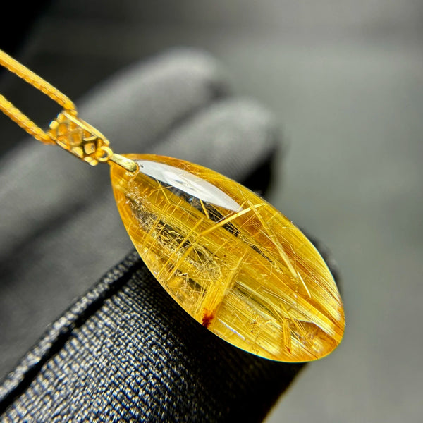 Gold Rutilated Quartz Pendant-ToShay.org