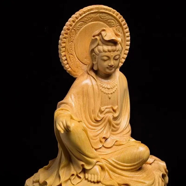 Wood Guanyin Sakyamuni Buddha-ToShay.org