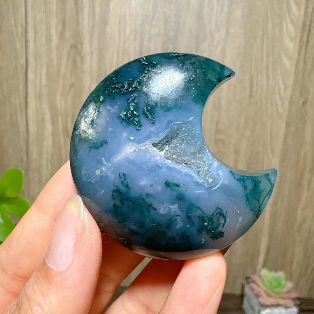 Green Moss Agate Moon-ToShay.org