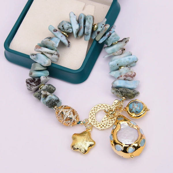 Blue Larimar Charm Bracelet-ToShay.org