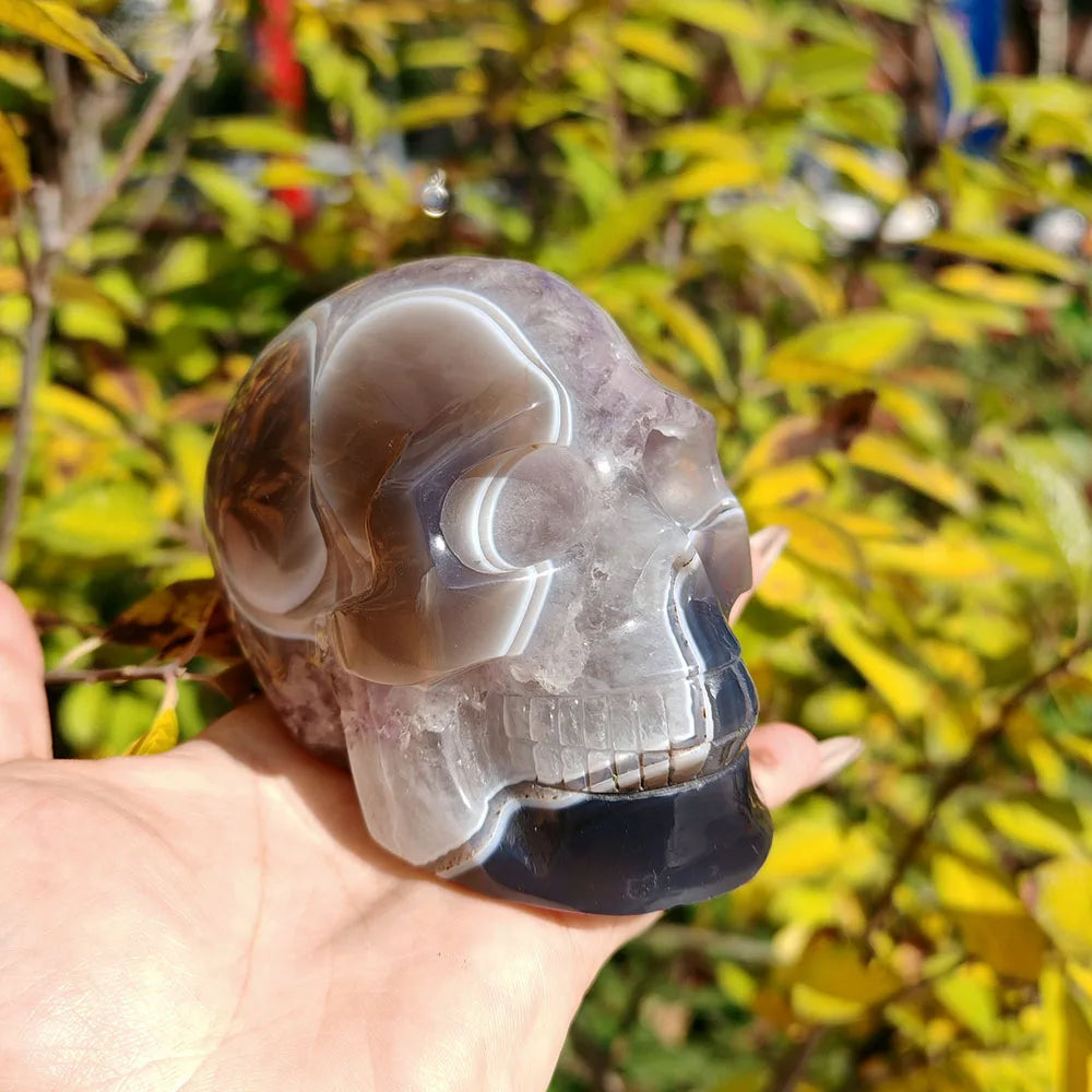 Grey Agate Geode Skull-ToShay.org