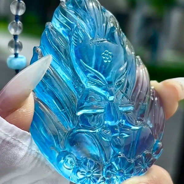Blue Aquamarine Fox Pendant-ToShay.org