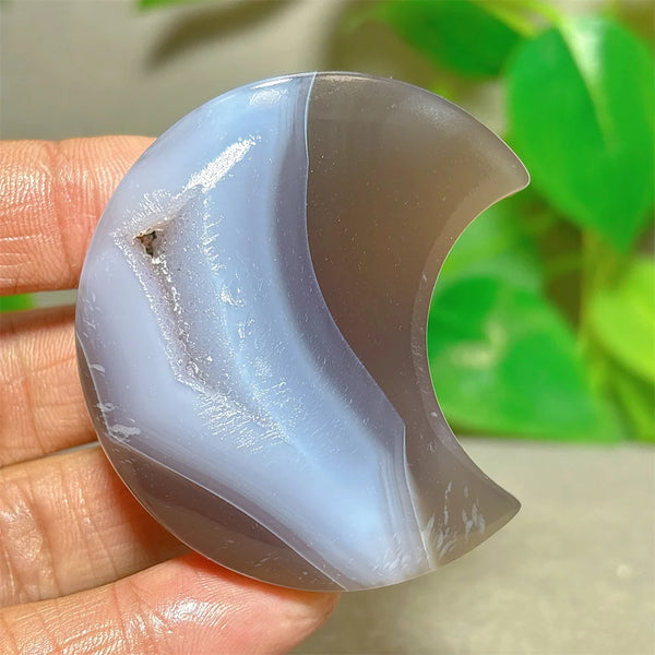 Grey Agate Silk Druzy Moon-ToShay.org