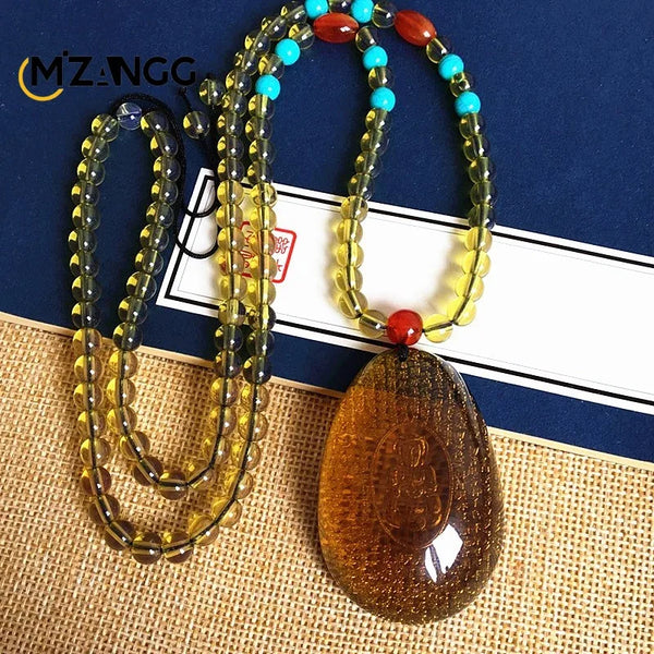 Gold Amber Buddha Pendant-ToShay.org