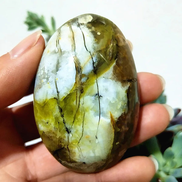 Natural Green Opal Crystal Palm Stone Yoga Exercise Spiritual Meditation Healing Crystals Room Decor Feng Shui Home Decortions-ToShay.org