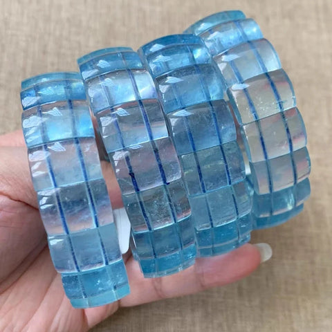 Blue Aquamarine Bead Bracelet-ToShay.org