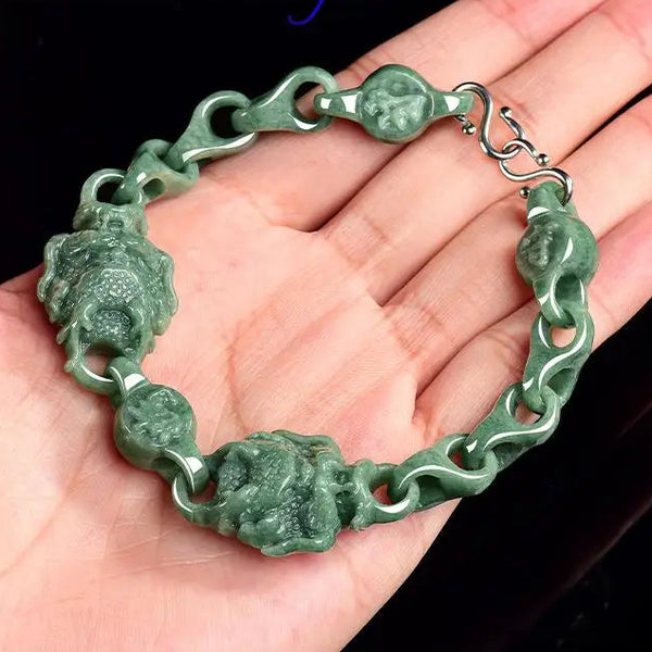 Green Jadeite Dragon Bracelet-ToShay.org