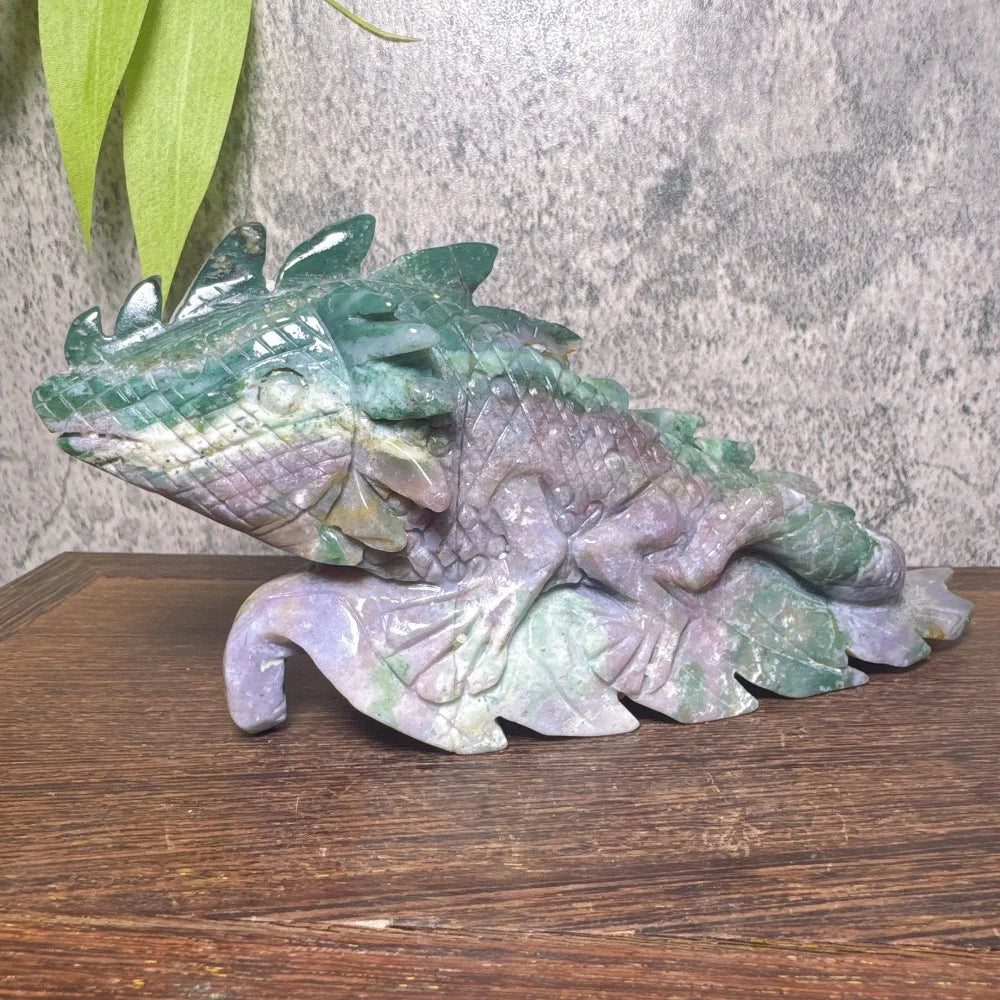 Green Moss Agate Druzy Lizard-ToShay.org