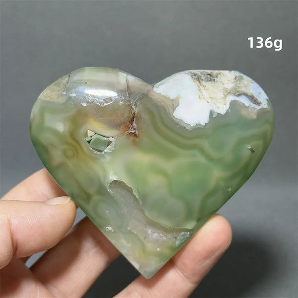 Green Sakura Agate Heart-ToShay.org