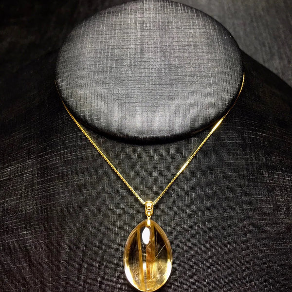 Gold Rutilated Quartz Pendant-ToShay.org