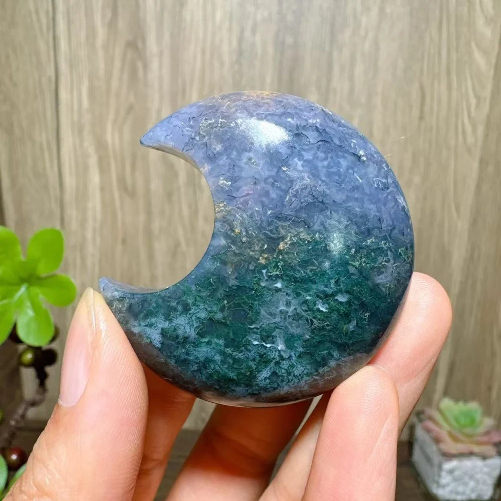 Green Moss Agate Moon-ToShay.org
