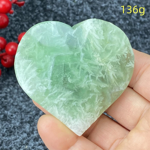 Green Feather Fluorite Heart-ToShay.org