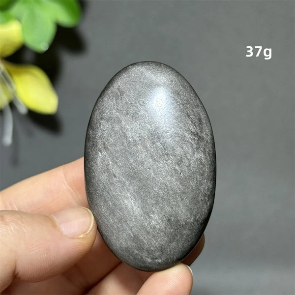 Silver Obsidian Palm Stone-ToShay.org