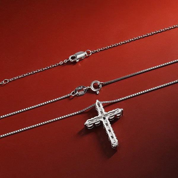 Silver Diamond Cross Pendant-ToShay.org
