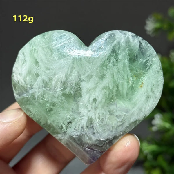 Green Feather Fluorite Heart-ToShay.org