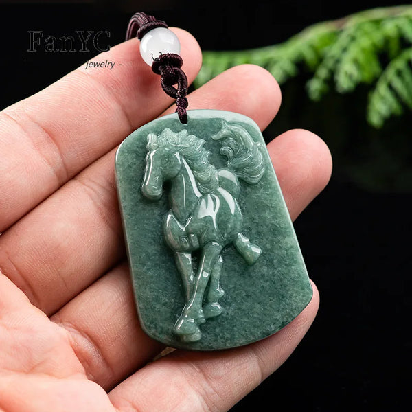 Green Jadeite Horse Pendant-ToShay.org