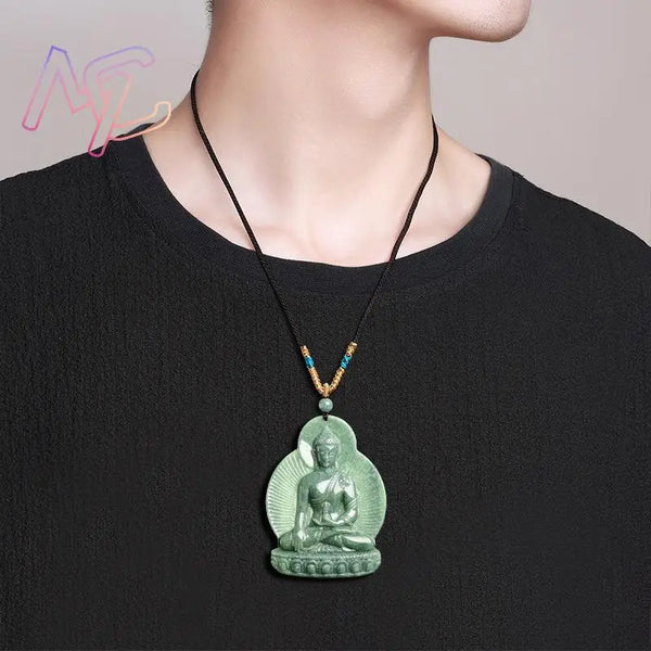 Green Jadeite Buddha Pendant-ToShay.org