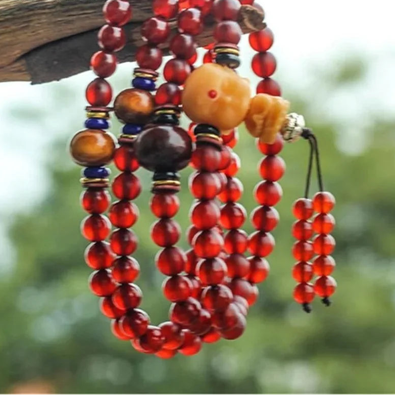 Red Sheep Horn Bead Mala-ToShay.org