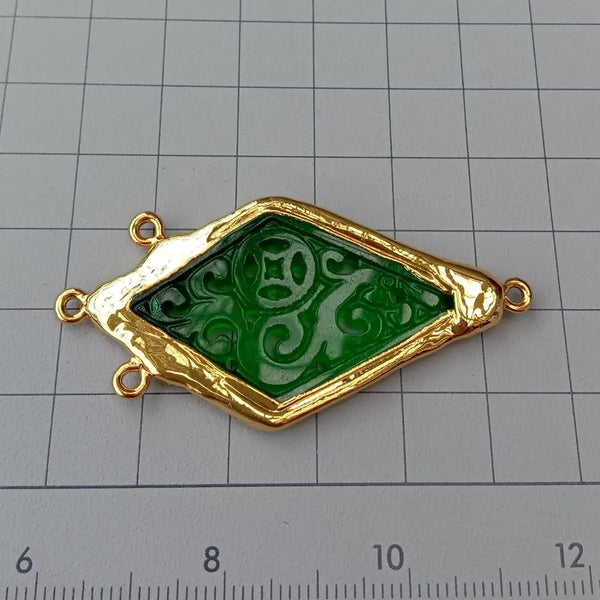 Green Jade Rhombus Charms-ToShay.org