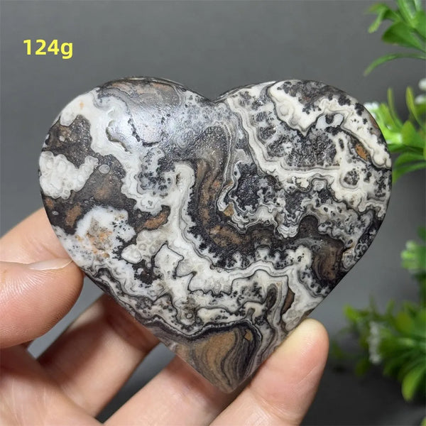 Black Yellow Stripe Calcite Heart-ToShay.org