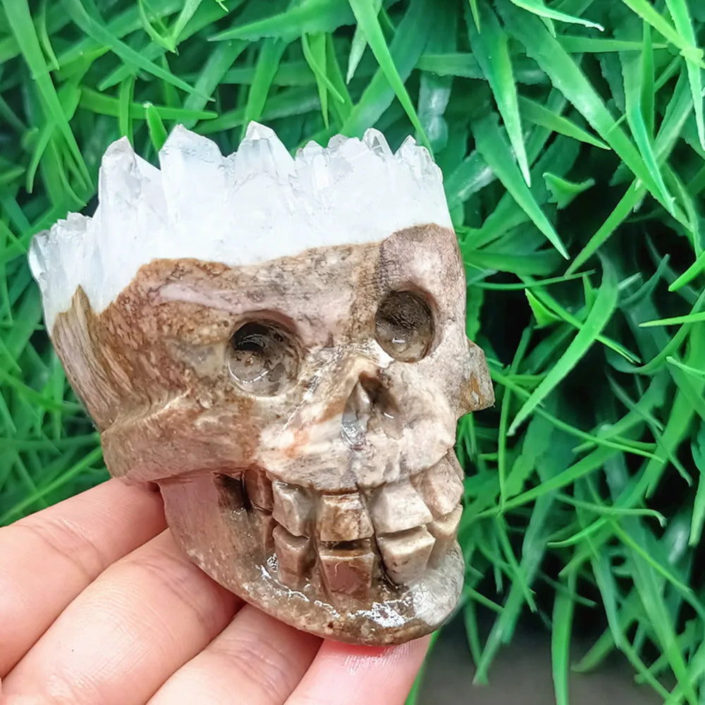 White Crystal Cluster Skull-ToShay.org
