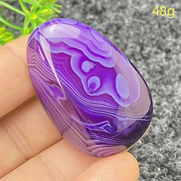 Purple Silk Agate Palm Stone-ToShay.org