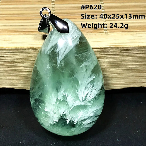 Green Feather Fluorite Pendant-ToShay.org