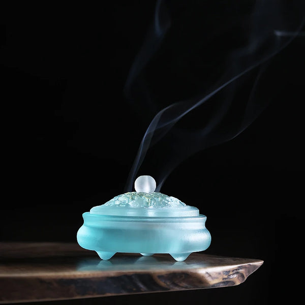 Ice Blue Glass Incense Burner-ToShay.org