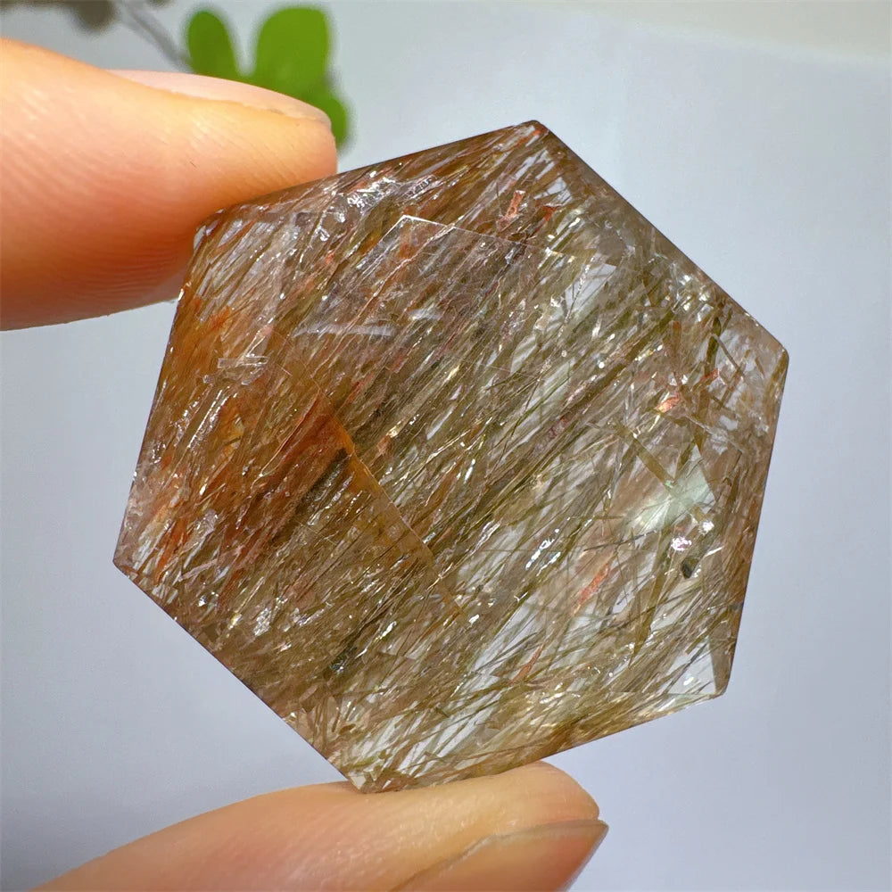 Green Tourmaline Rutile Hexagon-ToShay.org