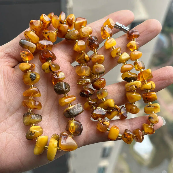 Yellow Amber Bead Necklace-ToShay.org