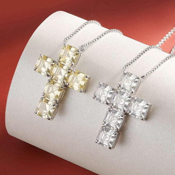 Silver Diamond Cross Pendant-ToShay.org