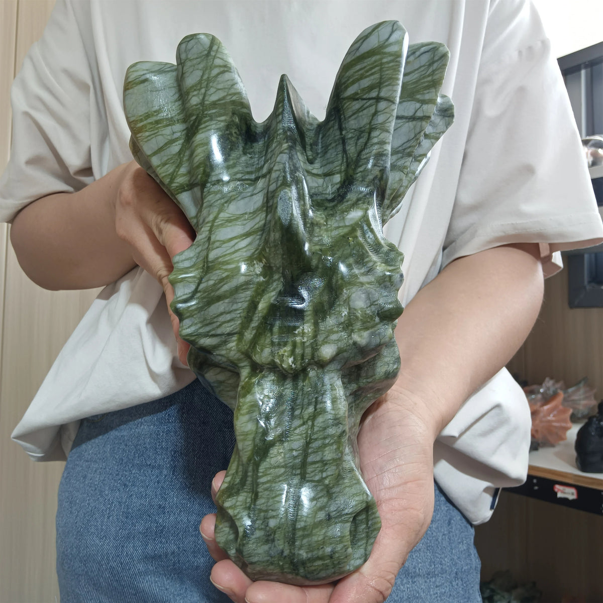 Green Tree Jade Dragon Head-ToShay.org