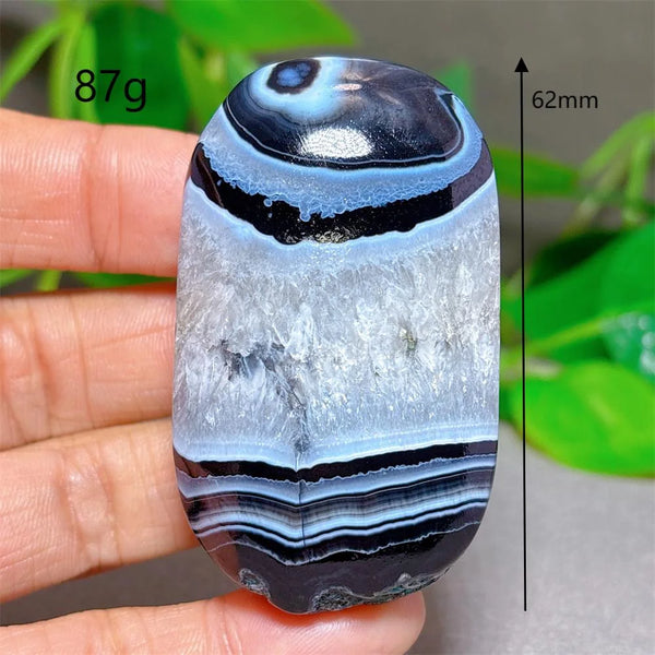 Black Silk Agate Palm Stone-ToShay.org