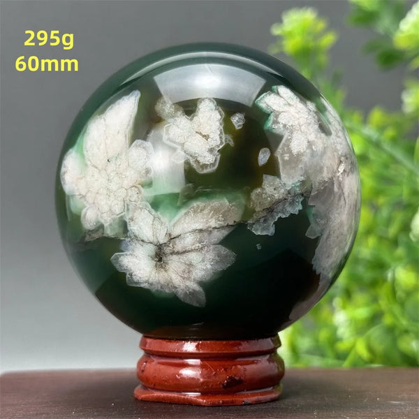 Green Cherry Blossom Agate Ball-ToShay.org