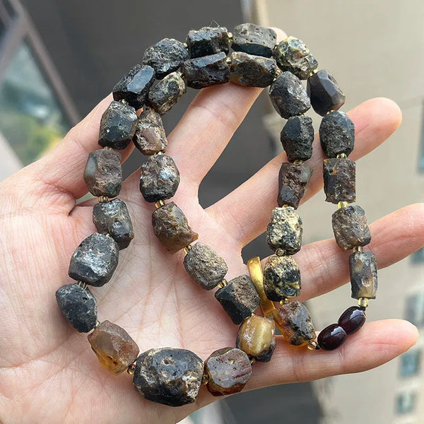 Yellow Amber Bead Necklace-ToShay.org
