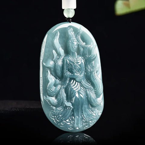 Blue Jadeite Fox Pendant-ToShay.org