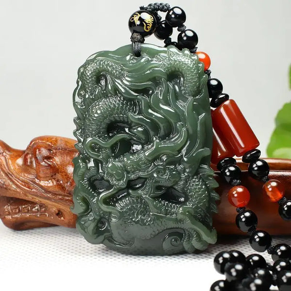 Green Jade Dragon Pendant-ToShay.org